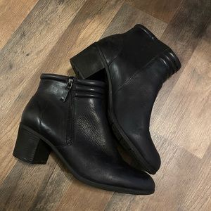 Black leather booties
